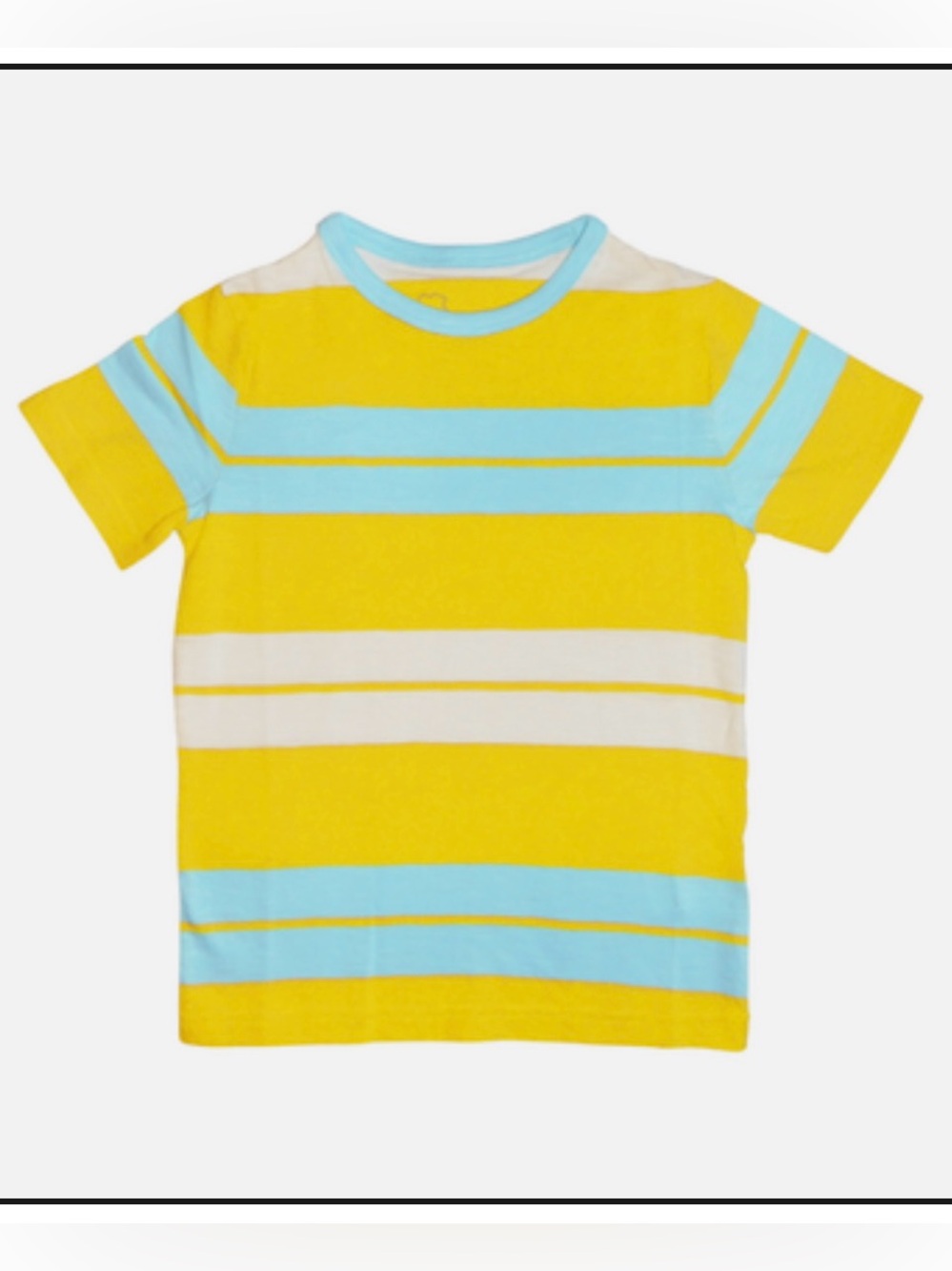 Boden Cotton Yellow, Light Blue & White Striped Short Sleeve Tee Size 12